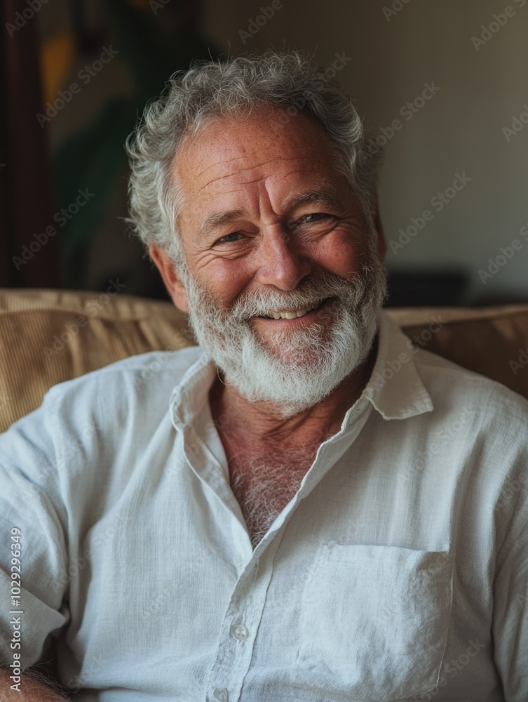 Happy Old Man with White Beard and Mustache Happy Old Man with White Beard and Mustache