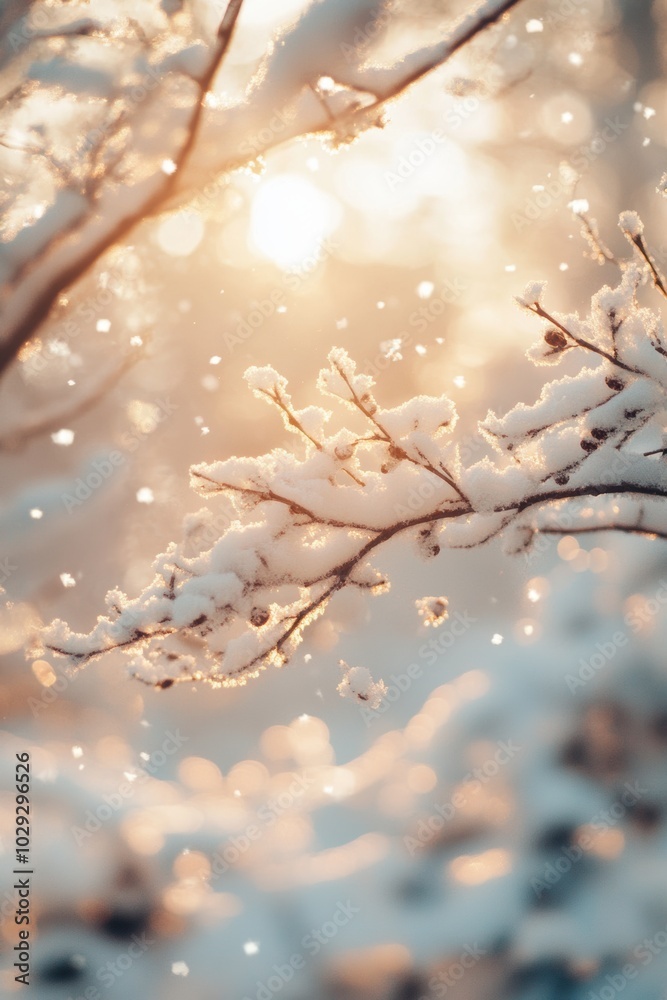 Calm minimalism background of winter with snow covering tree branch. Calm minimalism background of winter with snow covering tree branch.
