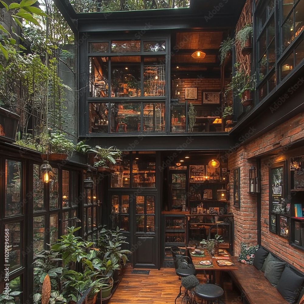 stunning luxury studio apartment featuring free layout with lush greenery, large windows, and cozy atmosphere. blend of brick and glass creates warm, inviting space stunning luxury studio apartment featuring free layout with lush greenery, large windows, and cozy atmosphere. blend of brick and glass creates warm, inviting space