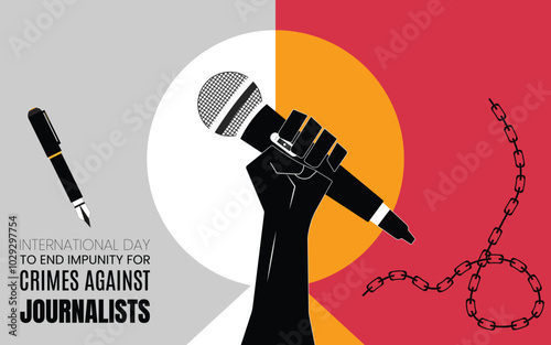 International Day to End Impunity for Crimes against Journalists. Creative Vector illustration for World Press Freedom Day concept. Reporter