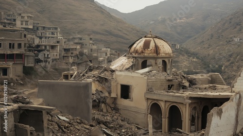 A shell fired by the Houthi militia destroys a house in the city of Taiz photo