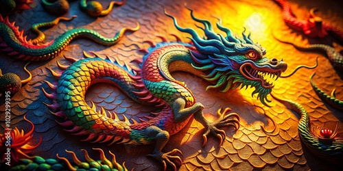 Wallpaper Mural Dragon-Themed Low Light Photography on Textured Paper for Unique Art Styles Torontodigital.ca