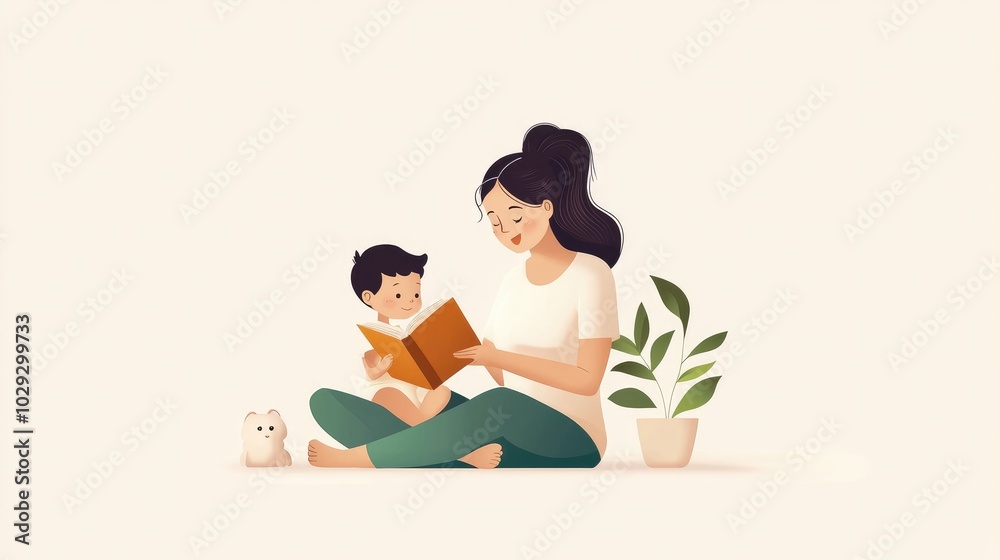 Mother Reading Bedtime Story to Her Child Mother Reading Bedtime Story to Her Child