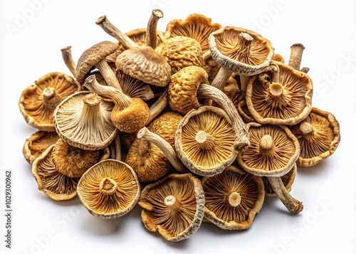 Dried Bamboo Mushroom Dictyophora Indusiata on White Background - Natural Food Photography photo