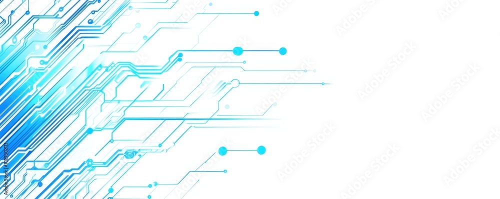 Blue circuit lines on a white background a tech digital technology banner template with space for text Abstract futuristic line art depicting a connection and data transfer concept Generative AI Blue circuit lines on a white background a tech digital technology banner template with space for text Abstract futuristic line art depicting a connection and data transfer concept Generative AI