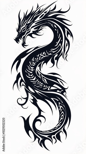 Stylized Tribal Dragon Tattoo Design