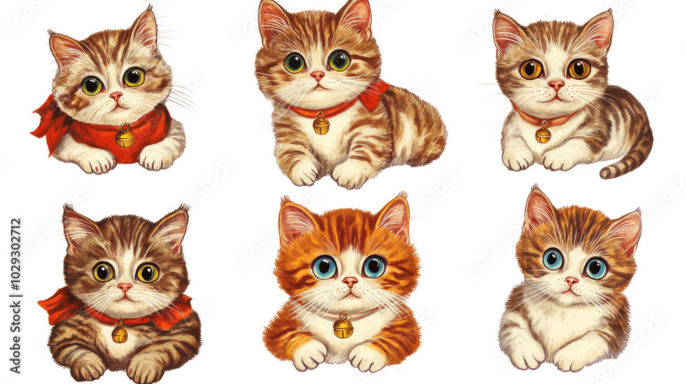 Charming British Cats Collection on White Background Generative AI Charming British Cats Collection on White Background Generative AI