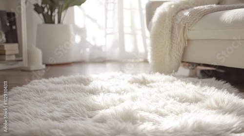 White shaggy rug