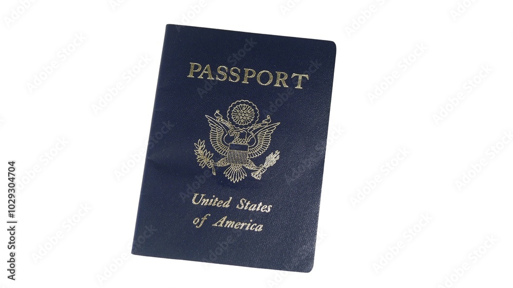 The United States of America (USA) official passport isolated on white background. The United States of America (USA) official passport isolated on white background.