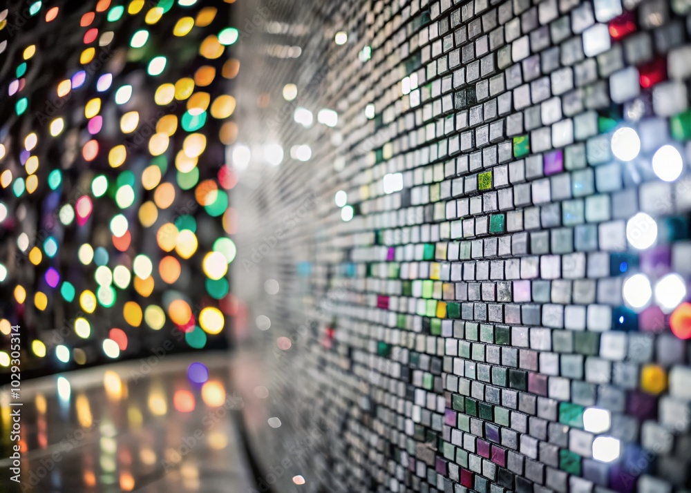 Obraz premium Vibrant Mosaic Wall Tiles with Bokeh Effect - Colorful Background for Design Projects