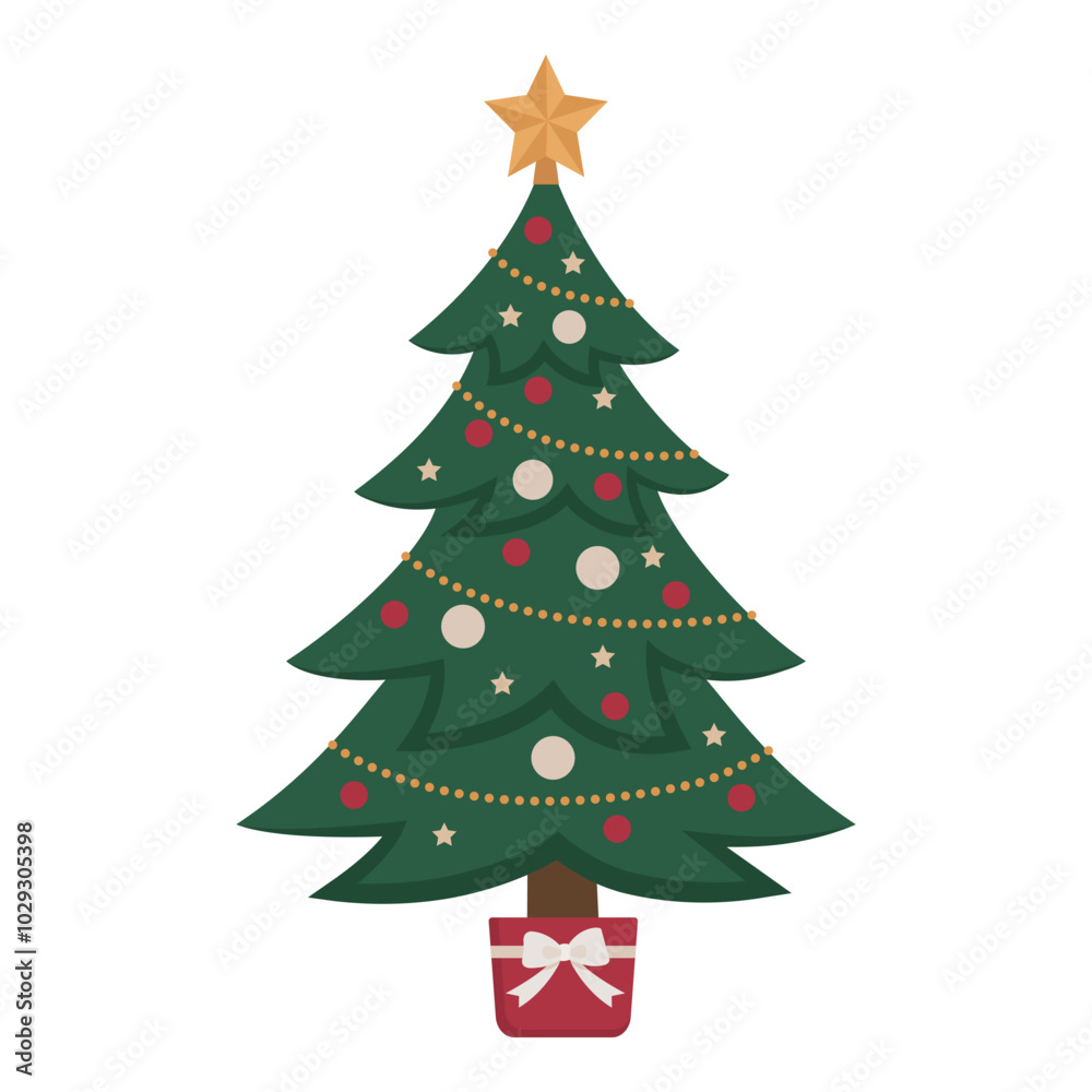 Decorated Christmas tree with baubles Decorated Christmas tree with baubles