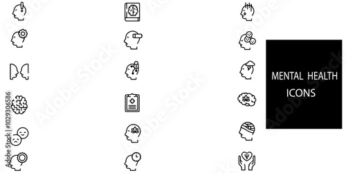Mental Health Line Editable Icons set.Vector illustration.