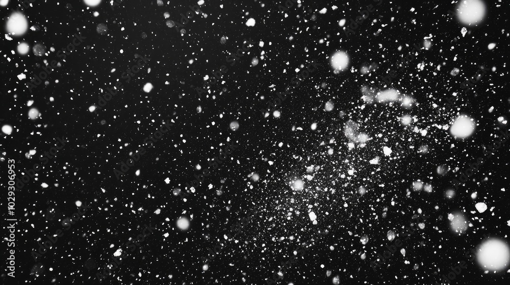 Background with a snowy blizzard on black Background with a snowy blizzard on black