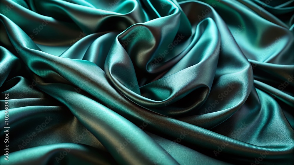 Elegant Dark Green Silk Satin Texture Background for Web Banners and Designs