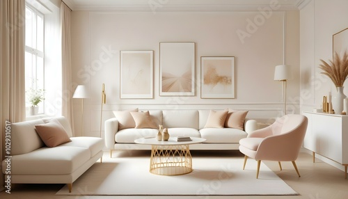 Photo modern style interior room 3d illustration White and gold theme interior modern minimalism photo realism