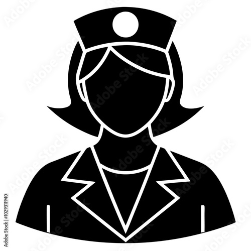 A nurse silhouette vector icon logo illustration on white background.