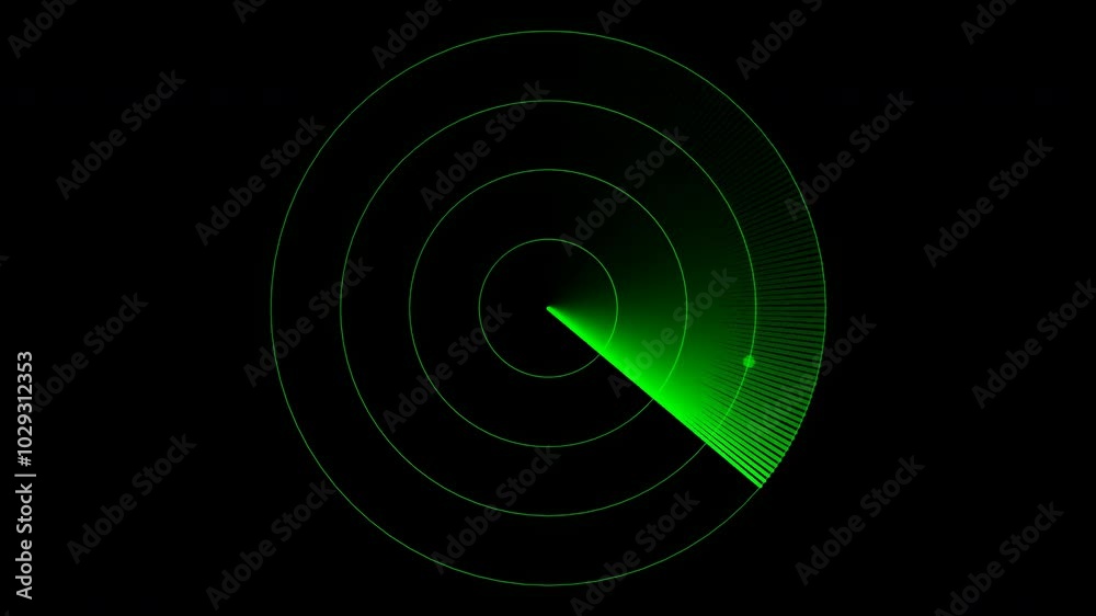 Green sweeping radar graphic showing an approaching 