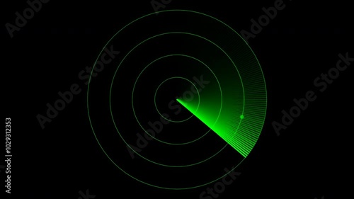 Green sweeping radar graphic showing an approaching 