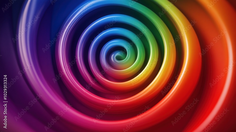 Obraz premium Abstract Rainbow Spiral Pattern of Curved Lines
