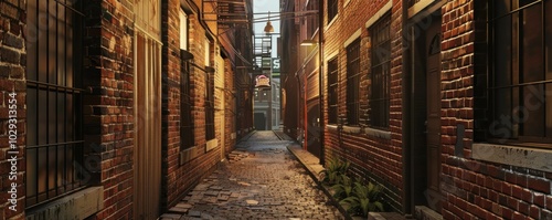 Prohibition-era downtown alleyway, 4K hyperrealistic photo