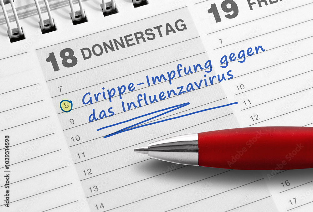 Grippe-Impfung gegen das Influenzavirus, Termineintragung Grippe-Impfung gegen das Influenzavirus, Termineintragung