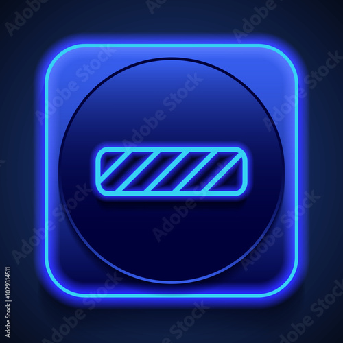 Barrier simple icon, vector. Flat design. Blue neon style on button. With shadow