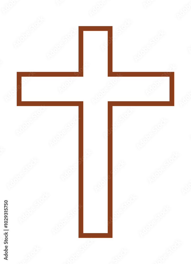 Christian Cross thin line icon isolated on a white background. A symbol of the love of Jesus. God vector illustration. Catholic symbol flat vector. Brown wooden cross. Christian Cross thin line icon isolated on a white background. A symbol of the love of Jesus. God vector illustration. Catholic symbol flat vector. Brown wooden cross.