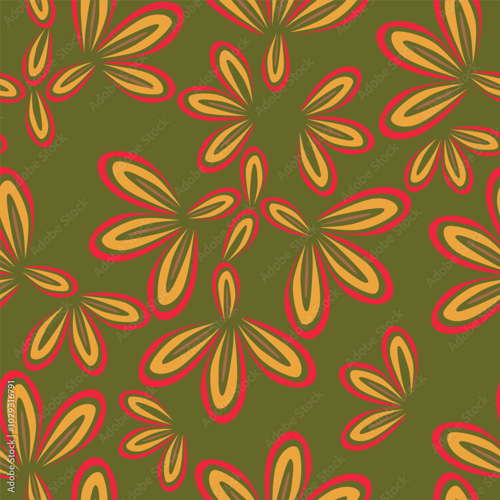 Fototapeta premium abstract a solid multicolor small and big flower mixed vector pattern arrangement with medium color, all over vector design with white background illustration digitalt