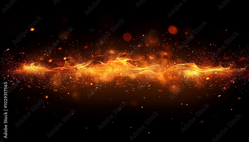 Fire effect isolated on black background. , sparks, flame and light concept, fire, and light illustration.