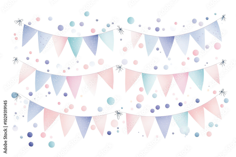Colorful pastel bunting and confetti creating a festive and whimsical atmosphere, perfect for celebrations and joyful events. Colorful pastel bunting and confetti creating a festive and whimsical atmosphere, perfect for celebrations and joyful events.