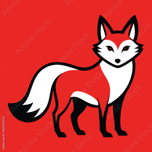 Solid color Tibetan Fox animal vector design