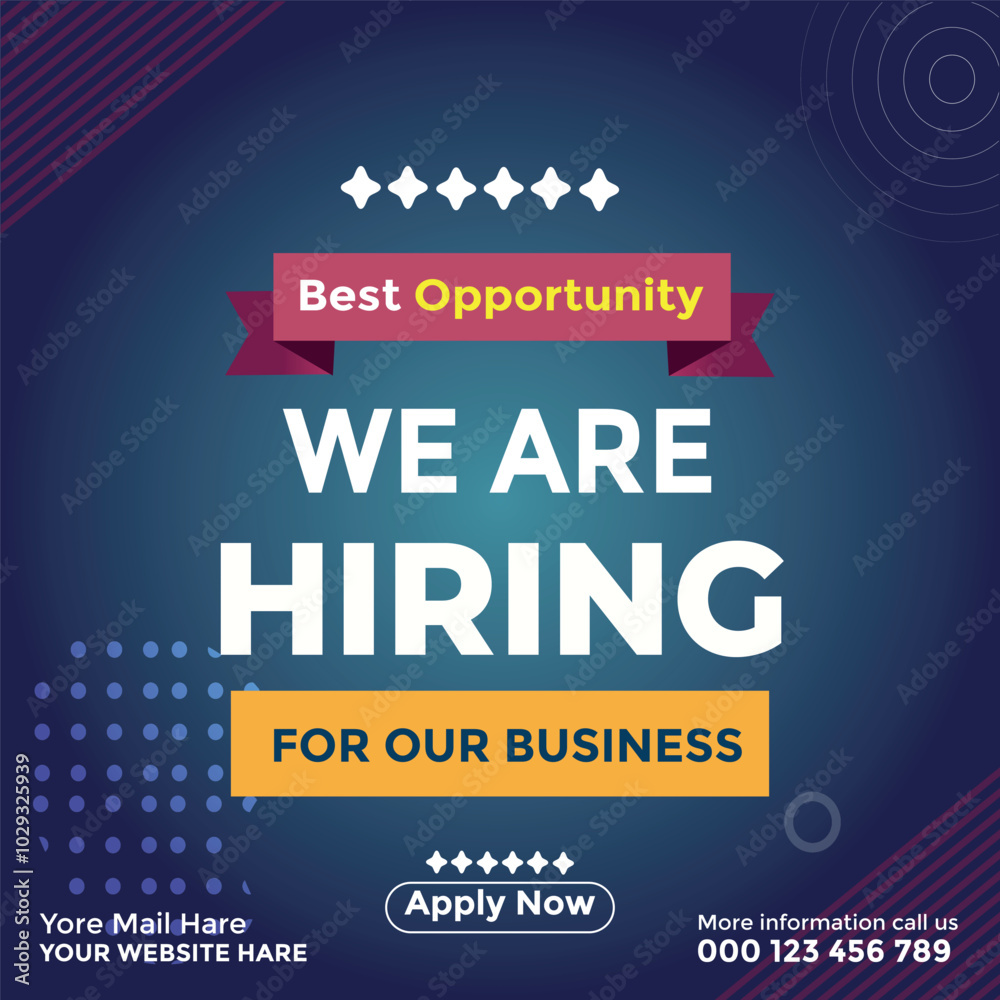Modern We Are Hiring Social Media Ad Poster Design in Vector EPS Format for Job Recruitment and Vacancy Announcements Modern We Are Hiring Social Media Ad Poster Design in Vector EPS Format for Job Recruitment and Vacancy Announcements