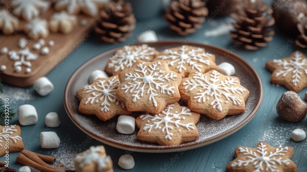 Delicious Homemade Christmas Cookies Served with Coffee and Marshmallows for a Cozy Holiday Treat Delicious Homemade Christmas Cookies Served with Coffee and Marshmallows for a Cozy Holiday Treat