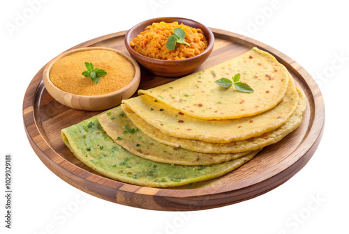 Wooden plate beautifully displays khakhra for every occasion photo