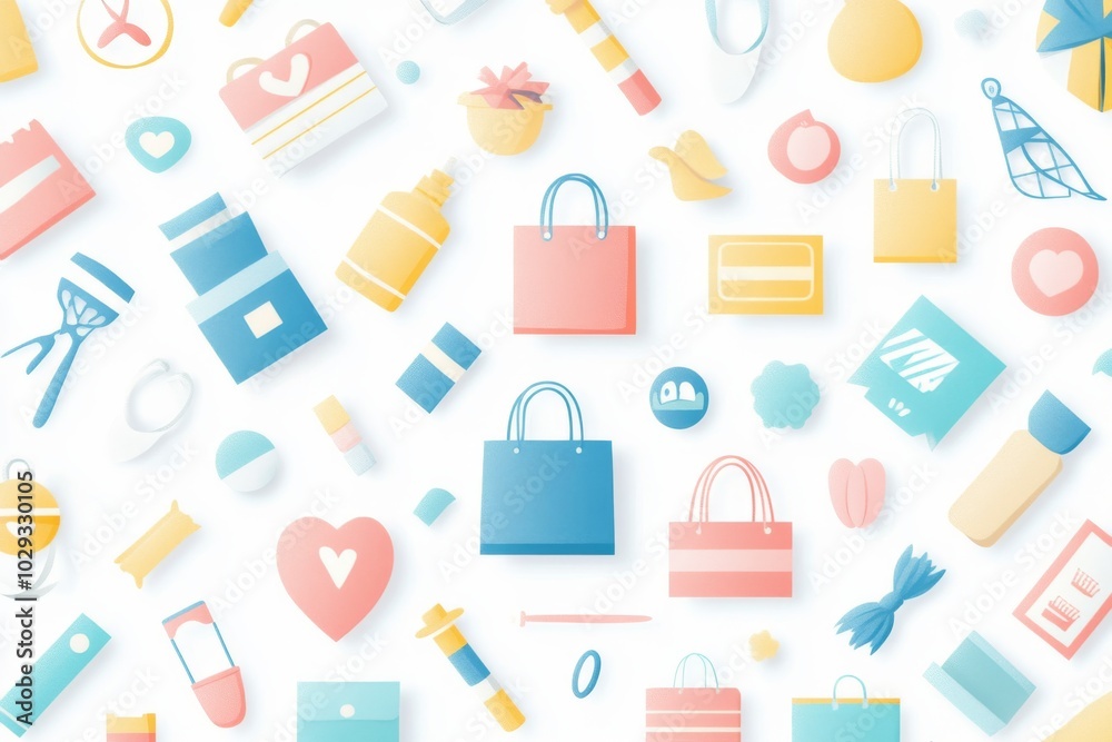 Vibrant Grid of Shopping Icons Vibrant Grid of Shopping Icons