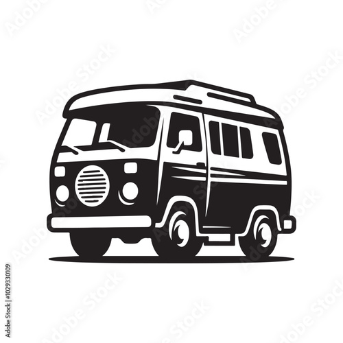 Camper Van Silhouette Vector Clipart – Ideal for Icon & Logo Design