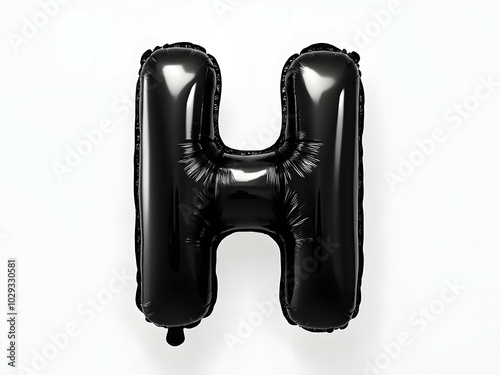 Black letter H balloon isolated on white background. Alphabet design