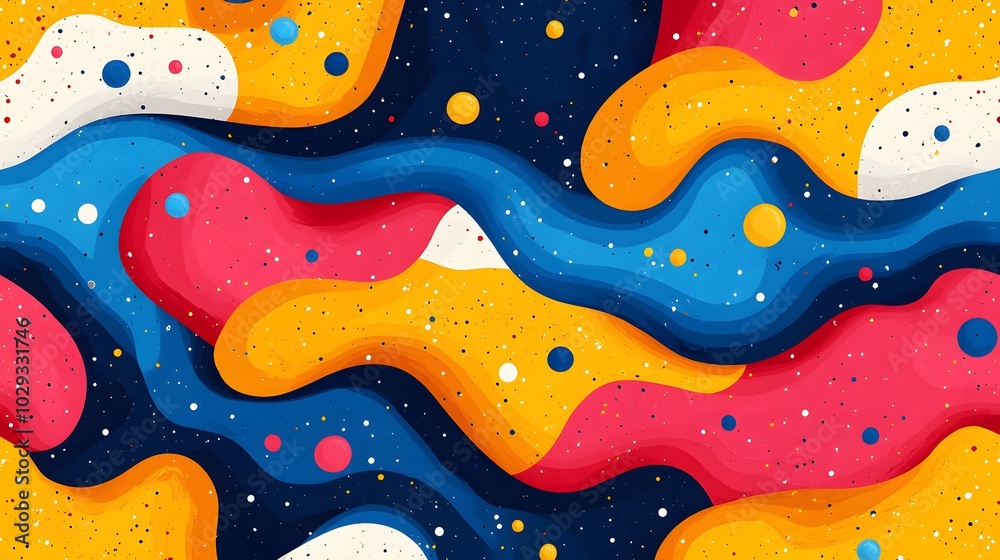 Colorful abstract pattern with wavy shapes and dots Colorful abstract pattern with wavy shapes and dots