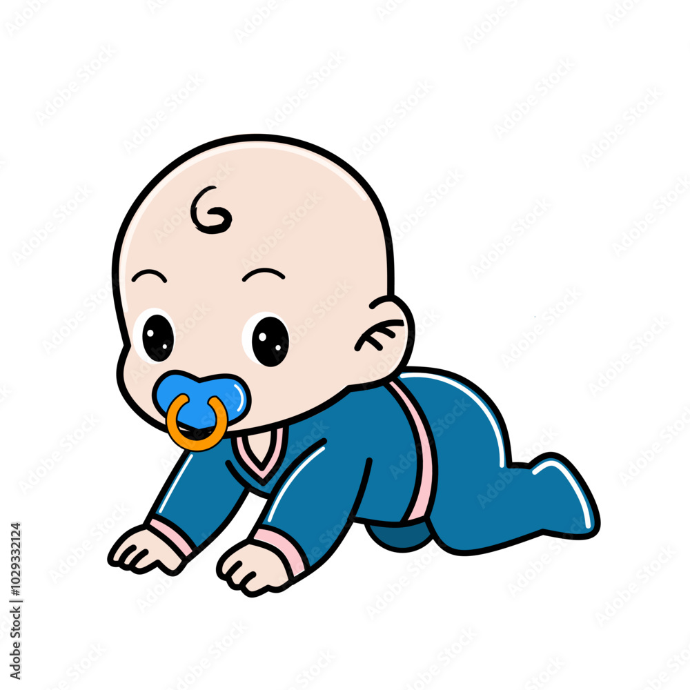 Cute Cartoon Baby Boy Crawling Vector flat design style Illustration. Cute Cartoon Baby Boy Crawling Vector flat design style Illustration.