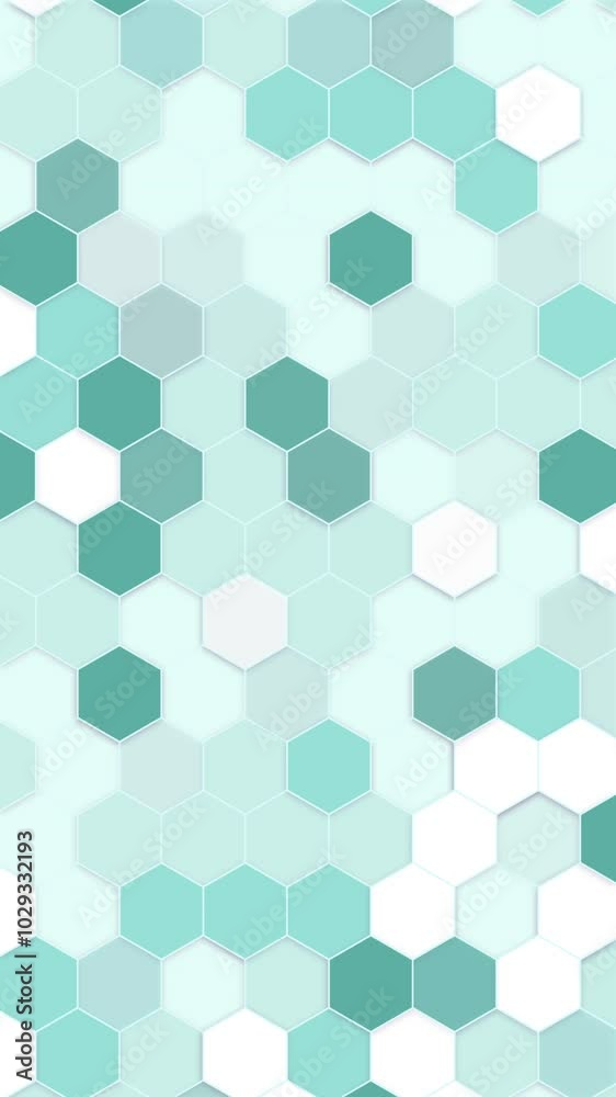 Hexagon grid green background. Geometric shapes of varied style and color. Honeycomb cells. Loop animation. Vertical video. Hexagon grid green background. Geometric shapes of varied style and color. Honeycomb cells. Loop animation. Vertical video.