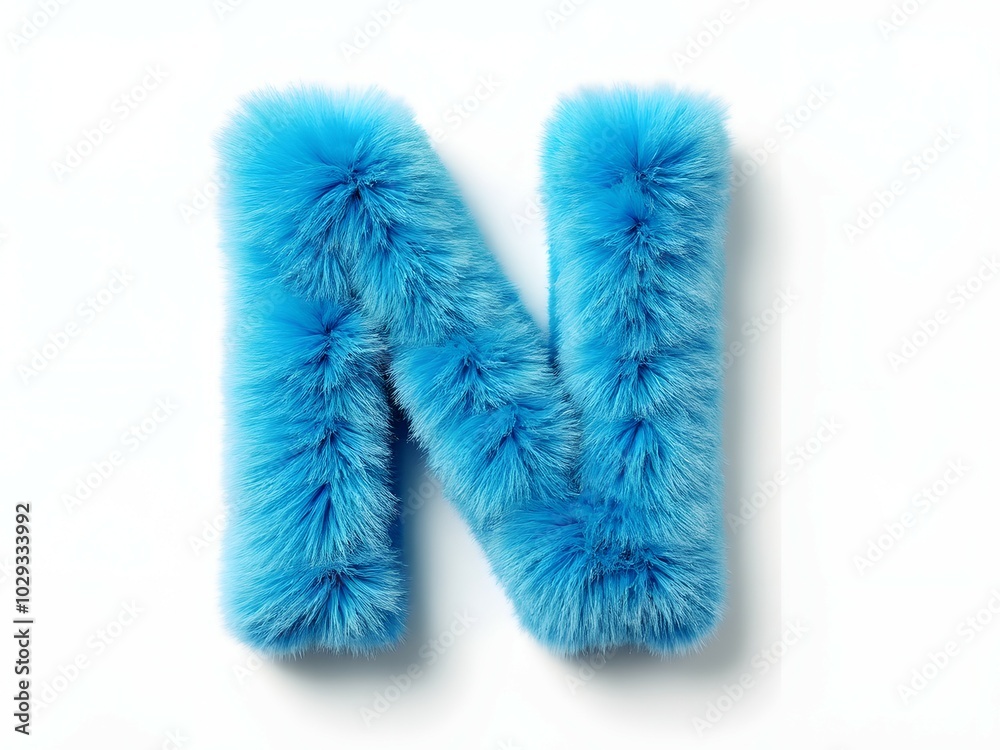 Fluffy blue letter N on a white background. Alphabet design Fluffy blue letter N on a white background. Alphabet design