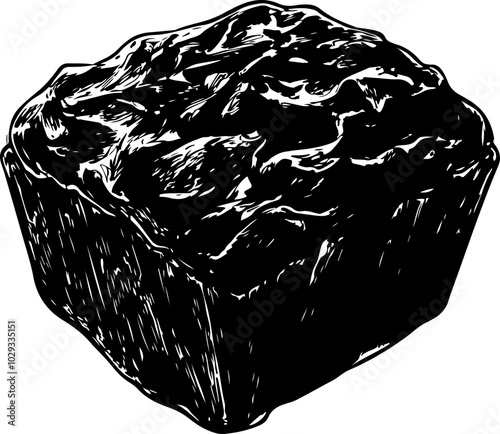 Black and White Vector Illustration of a Rustic Bread Loaf Ideal for Bakery or Culinary Designs