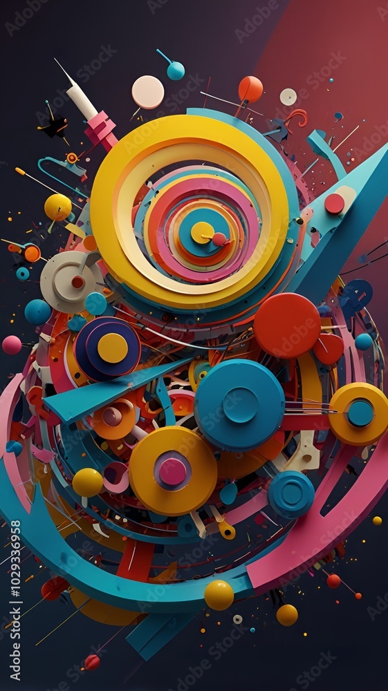 Obraz premium Composition VII - Wassily Kandinsky An abstract explosion of colors and shapes that reflects the complexity of life and emotions, showcasing Kandinsky’s innovative approach to art 