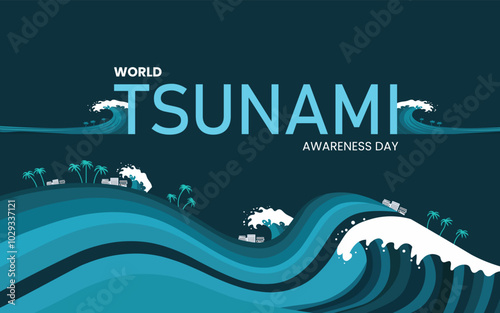 World Tsunami Day is raise awareness every year on November 5 design templet