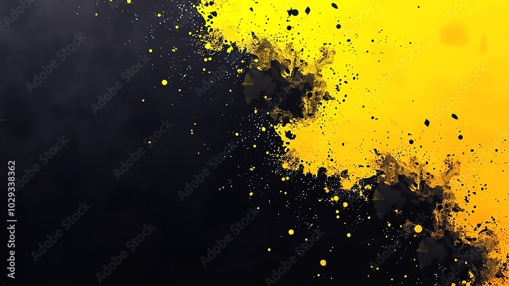 Black and yellow abstract background with brushstroke and halftone style background. Black and yellow abstract background with brushstroke and halftone style background.