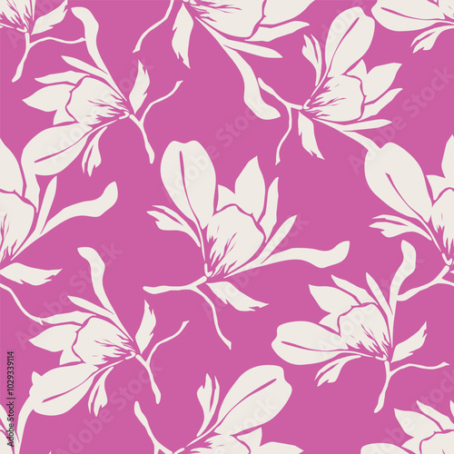 Feminine monochrome seamless pattern with lace pattern of flowers.