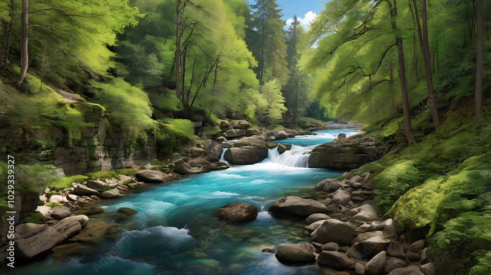 waterfall in the forest view River water waterfall in the forest view River water