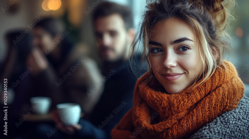 Fototapeta premium Grief Support Group - A small group of people comforting each other, with tissues and tea, in a warm, supportive setting