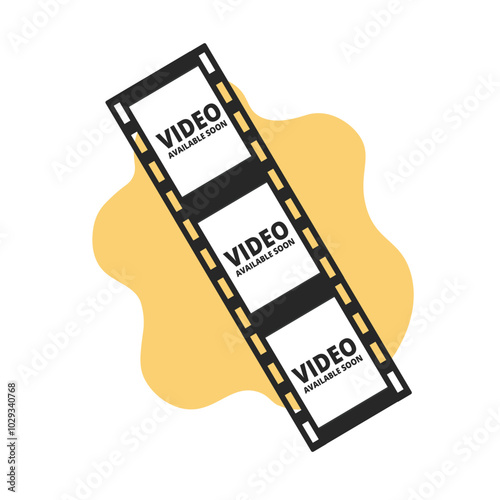 Soon video image vector. Video tape. Video available soon illustration. Placeholder icon