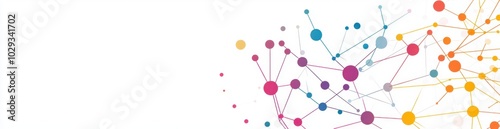 banner background of a network connection with colored dots and lines on a white, minimalistic style Generative AI